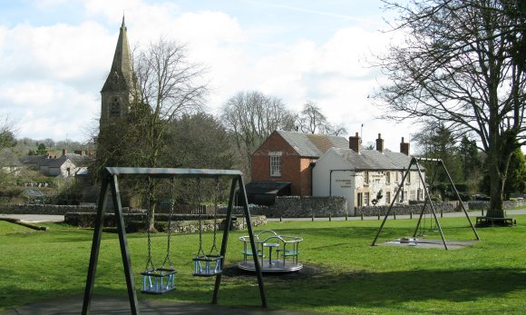 Children's Play Area looking towards the Church and Pub